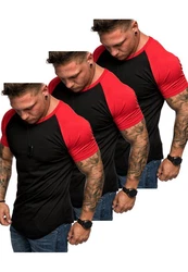 Amaci&Sons T-Shirt OMAHA 3er-Pack Herren Basic Oversize Raglan Rot/Orange/Dunkelrot