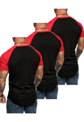Amaci&Sons T-Shirt OMAHA 3er-Pack Herren Basic Oversize Raglan Rot/Orange/Dunkelrot