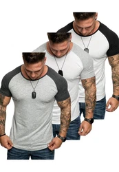 Amaci&Sons T-Shirt OMAHA 3er-Pack Herren Basic Oversize Raglan Grau/Weiß/Dunkelgrau