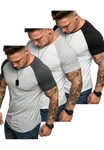 Amaci&Sons T-Shirt OMAHA 3er-Pack Herren Basic Oversize Raglan Grau/Weiß/Dunkelgrau