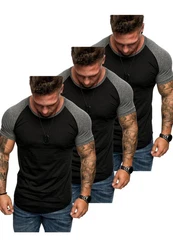 Amaci&Sons T-Shirt OMAHA 3er-Pack Herren Basic Oversize Raglan Dunkelgrau/Grau/Schwarz
