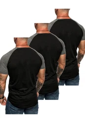 Amaci&Sons T-Shirt OMAHA 3er-Pack Herren Basic Oversize Raglan Dunkelgrau/Grau/Schwarz