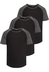 Amaci&Sons T-Shirt OMAHA 3er-Pack Herren Basic Oversize Raglan Dunkelgrau/Grau/Schwarz