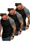 Amaci&Sons T-Shirt OMAHA 3er-Pack Herren Basic Oversize Raglan Dunkelgrau/Grau/Schwarz