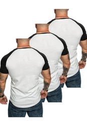 Amaci&Sons T-Shirt OMAHA 3er-Pack Herren Basic Oversize Raglan Weiß/Schwarz/Dunkelblau