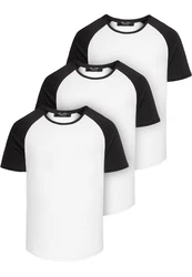 Amaci&Sons T-Shirt OMAHA 3er-Pack Herren Basic Oversize Raglan Weiß/Schwarz/Dunkelblau