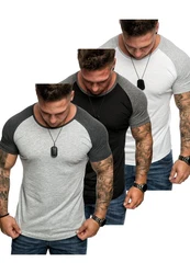 Amaci&Sons T-Shirt OMAHA 3er-Pack Herren Basic Oversize Raglan Hellgrau/Grau/Dunkelgrau/Weiß