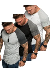 Amaci&Sons T-Shirt OMAHA 3er-Pack Herren Basic Oversize Raglan Hellgrau/Grau/Dunkelgrau/Weiß