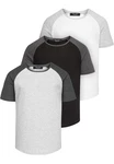 Amaci&Sons T-Shirt OMAHA 3er-Pack Herren Basic Oversize Raglan Hellgrau/Grau/Dunkelgrau/Weiß