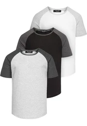 T-Shirt 3. OMAHA 3er-Pack T-Shirts (3er-Pack) Herren Basic Oversize Kontrast Raglan T-Shirt