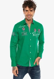 Langarmhemd Jersey City im Slim Fit-Schnitt mit Stickerei