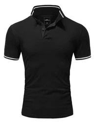 Amaci&Sons Poloshirt PROVIDENCE Herren Basic Kurzarm T-Shirt Schwarz
