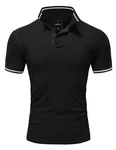 Amaci&Sons Poloshirt PROVIDENCE Herren Basic Kurzarm T-Shirt Schwarz