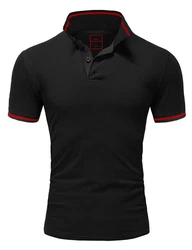 Amaci&Sons Poloshirt PROVIDENCE Herren Basic Kurzarm T-Shirt Schwarz/Dunkelgrau