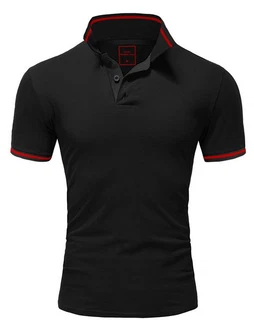 Amaci&Sons Poloshirt PROVIDENCE Herren Basic Kurzarm T-Shirt Schwarz/Dunkelgrau