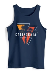Neverless Herren Tank-Top California Los Angeles Surfing Motiv Dunkelblau/Blau/Rot/Hellblau