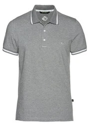 Jeff Green Poloshirt David Grau/Hellgrau/Rot