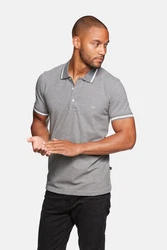 Jeff Green Poloshirt David Grau/Hellgrau/Rot