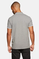Jeff Green Poloshirt David Grau/Hellgrau/Rot