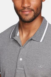 Jeff Green Poloshirt David Grau/Hellgrau/Rot