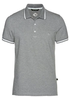 Jeff Green Poloshirt David Grau/Hellgrau/Rot