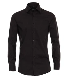VENTI Hemd unifarben Schwarz/Dunkelbraun/Rot/Braun
