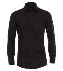 VENTI Hemd unifarben Schwarz/Dunkelbraun/Rot/Braun