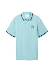 TOM TAILOR Poloshirt SLUB Türkis/Blau/Hellblau