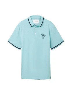 TOM TAILOR Poloshirt SLUB Türkis/Blau/Hellblau