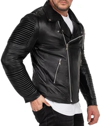 Reichstadt Bikerjacke Echtleder Jacke RS006LUX Schwarz/Silver (RS006LUX)