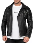 Reichstadt Bikerjacke Echtleder Jacke RS006LUX Schwarz/Silver