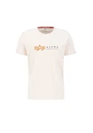 Alpha Industries T-Shirt Alpha Label T Weiß/Khaki/Creme/Rot/Braun