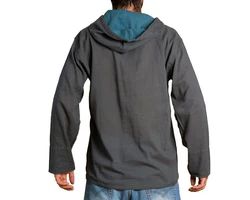 PANASIAM Kurzarmhemd Herren Hoodie mit Kapuze Fisherman Shirt Dunkelgrau/Grau/Hellgrau/Dunkelblau