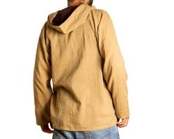 PANASIAM Kurzarmhemd Herren Hoodie mit Kapuze Fisherman Shirt Braun/Beige/Khaki