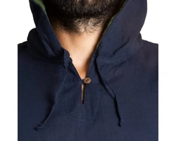 PANASIAM Kurzarmhemd Herren Hoodie mit Kapuze Fisherman Shirt Grün/Dunkelblau/Blau