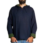 PANASIAM Kurzarmhemd Herren Hoodie mit Kapuze Fisherman Shirt Grün/Dunkelblau/Blau