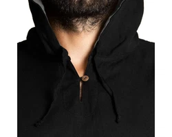 PANASIAM Kurzarmhemd Herren Hoodie mit Kapuze Fisherman Shirt Schwarz/Dunkelgrau