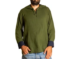 PANASIAM Kurzarmhemd Herren Hoodie mit Kapuze Fisherman Shirt zweifarbig