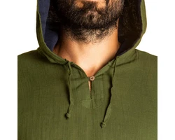PANASIAM Kurzarmhemd Herren Hoodie mit Kapuze Fisherman Shirt zweifarbig