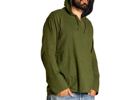 PANASIAM Kurzarmhemd Herren Hoodie mit Kapuze Fisherman Shirt zweifarbig