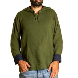 PANASIAM Kurzarmhemd Herren Hoodie mit Kapuze Fisherman Shirt zweifarbig