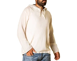 PANASIAM Kurzarmhemd Herren Hoodie mit Kapuze Fisherman Shirt Beige/Dunkelrot/Schwarz/Braun