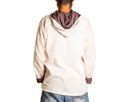PANASIAM Kurzarmhemd Herren Hoodie mit Kapuze Fisherman Shirt Beige/Dunkelrot/Schwarz/Braun