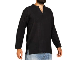 PANASIAM Kurzarm Fischerhemd Schwarz/Beige/Rot