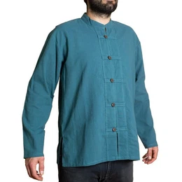 Kurzarmhemd Fischerhemd Ben mit 5 Holzknpfen 100 % Baumwolle angenehm weiches Freizeithemd Fisherman Shirt