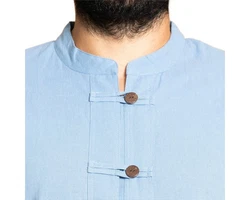 PANASIAM Kurzarmhemd Fischerhemd Ben Hellblau/Blau/Grau