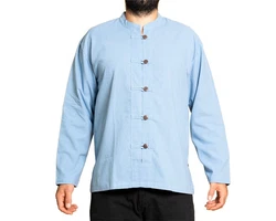 PANASIAM Kurzarmhemd Fischerhemd Ben Hellblau/Blau/Grau