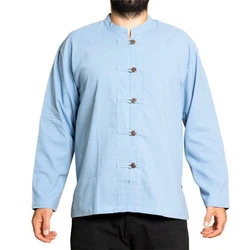 PANASIAM Kurzarmhemd Fischerhemd Ben Hellblau/Blau/Grau