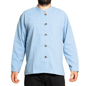 PANASIAM Kurzarmhemd Fischerhemd Ben Hellblau/Blau/Grau