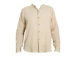 PANASIAM Kurzarmhemd 'K' Khaki/Weiß/Beige